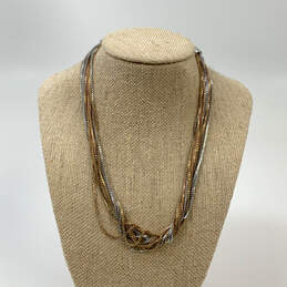 Designer Michael Kors Two-Tone Multi Strand Chain Necklace With Dust Bag