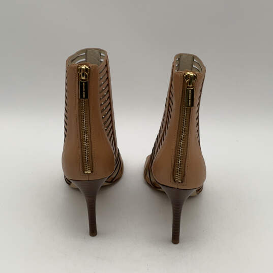 Womens Odelia Brown Leather Open Toe Zip Stiletto Gladiator Heel Size 8.5M image number 2