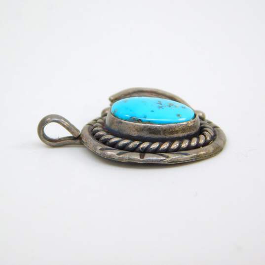 Southwestern Artisan 925 Sterling Silver Faux Turquoise Pendant 2.4g image number 2