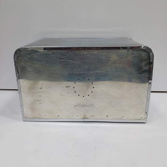 Vintage Silver Tone Metal Bread Box By Lincoln Beauty image number 2