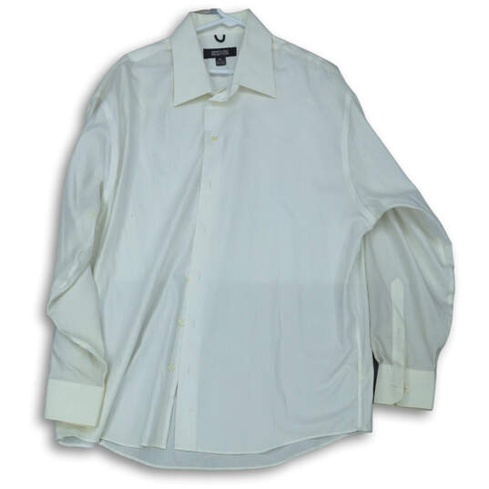 Mens White Long Sleeve Spread Collar Non Iron Formal Dress Shirt Size XL image number 1