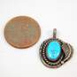 Southwestern Artisan 925 Sterling Silver Faux Turquoise Pendant 2.4g image number 5