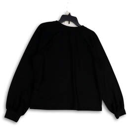 Womens Black Stretch Crew Neck Long Sleeve Pullover Sweatshirt Size Large alternative image