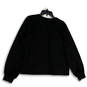 Womens Black Stretch Crew Neck Long Sleeve Pullover Sweatshirt Size Large image number 2
