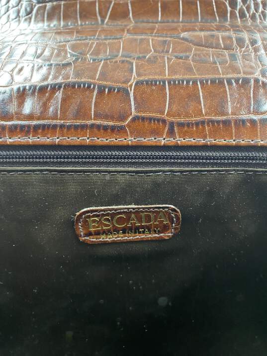 Authentic Escada Brown Croc-Effect Top Handle Bag image number 4