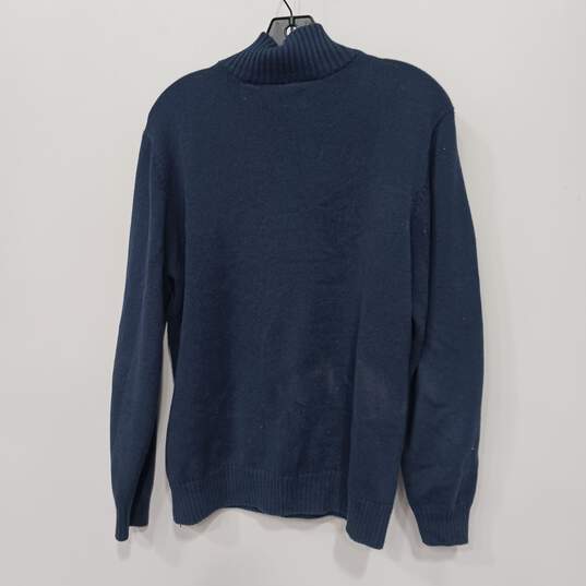 Haggar Men's 1/4 Zip Blue LS Cotton Blend Pullover Sweater Size M image number 4