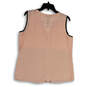 NWT Womens Pink Black Sleeveless Split Neck Pullover Blouse Top Size Large image number 4