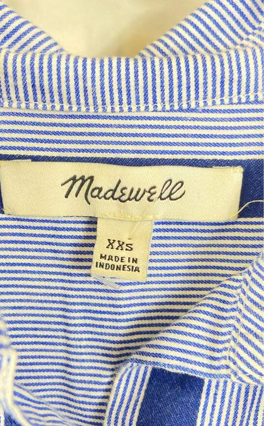 Madewell Women Blue Striped Tunic Button Up Shirt XXS image number 3