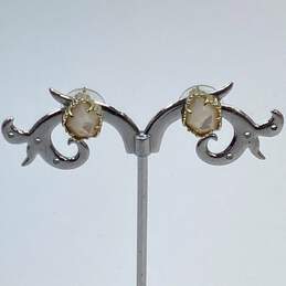 Designer Kendra Scott Gold-Tone Ivory Crystal Cut Stone Stud Earrings