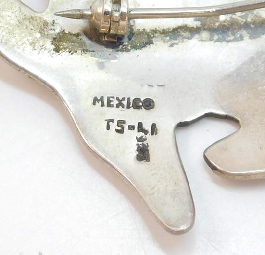 Taxco Mexico 925 Stamped Kitten Cat Abstract Kitschy Brooch 13.8g image number 4
