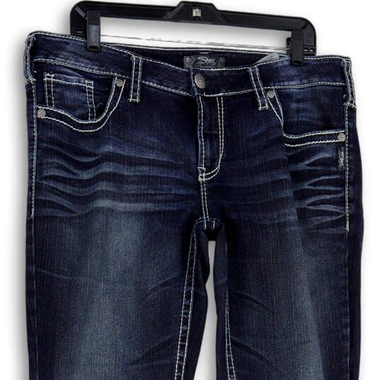 Womens Blue Denim Medium Wash 5-Pocket Design Bootcut Leg Jeans Size 34x33 image number 2