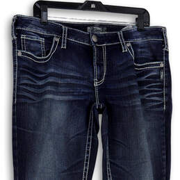 Womens Blue Denim Medium Wash 5-Pocket Design Bootcut Leg Jeans Size 34x33 alternative image