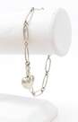 Tiffany & Co Elsa Peretti 925 Concave Heart Charm Paperclip Chain Bracelet 8.8g image number 1