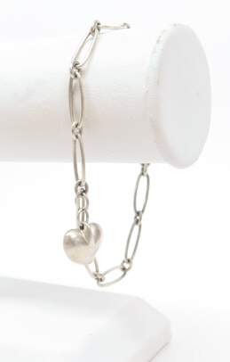 Tiffany & Co Elsa Peretti 925 Concave Heart Charm Paperclip Chain Bracelet 8.8g