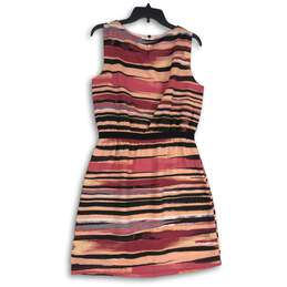 NWT Loft Womens Pink Black Abstract Round Neck Sleeveless Sheath Dress Size M alternative image