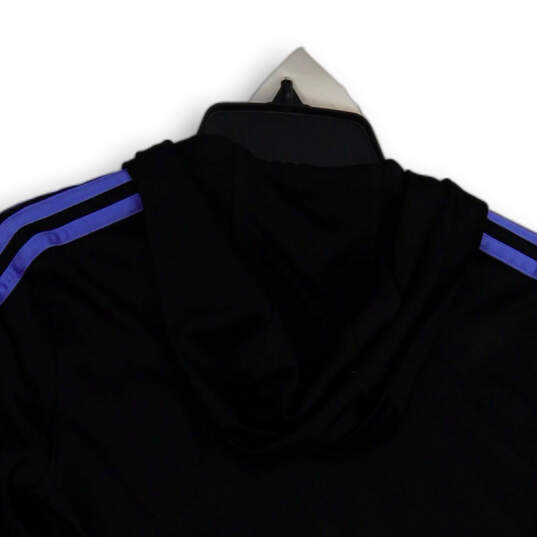 Womens Black Blue Striped Long Sleeve Hooded Full-Zip Track Jacket Size S image number 4
