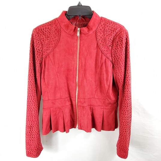 New York & Company Women Red Suede Jacket M NWT image number 1