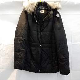 Unisex Laundry By Design Black Coat W/ Fur Hoodie Sz XL
