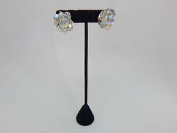 Vintage Aurora Borealis Crystal Necklaces & Clip On Silver Tone Earrings 129.8g
