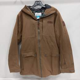 Men's Columbia Faux Fur Trimmed Hooded Tan Winter Jacket Size S