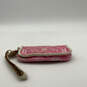 Womens Pink White Signature Print Snap Fashionable Wristlet Wallet image number 3