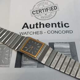 Concord Swiss 15.81.533 25mm 14K Gold Accent Square Quartz Watch W/C.O.A 65.0g