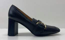 Marc Fisher Oralin Black Leather Buckle Loafer Pump Heels Women's Size 6