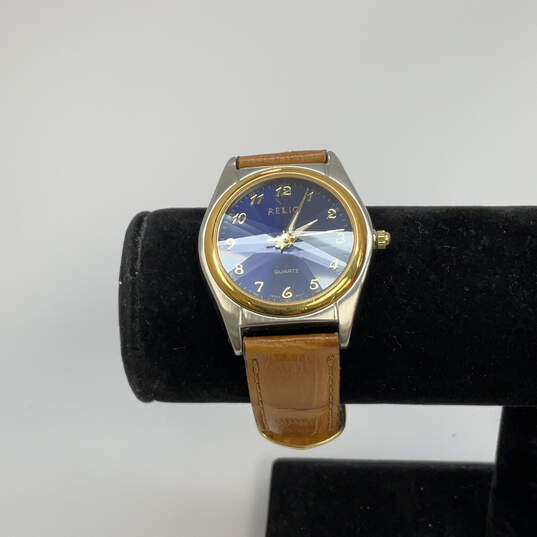 Designer Relic Two-Tone Blue Round Dial Adjustable Strap Analog Wristwatch image number 1