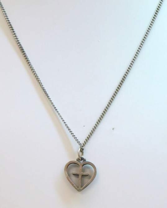 James Avery 925 Cross Open Heart Pendant Curb Chain Necklace 4.4g image number 2