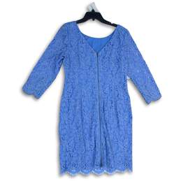 Adrianna Papell Womens Light Blue Round Neck Back-Zip Sheath Dress Size 14 alternative image