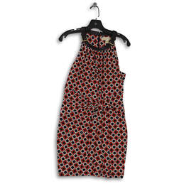 Michael Kors Women's Multicolor Geometric Sleeveless Round Belt Neck Dress Size M