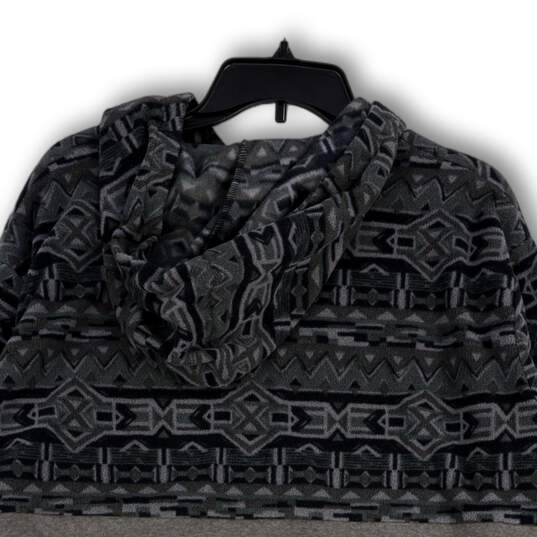 Womens Gray Aztec Long Sleeve Kangaroo Pocket Pullover Hoodie Size XXL image number 4