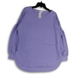 NWT Womens Blue Round Neck Long Sleeve H--Low Hem Pullover Sweatshirt Sz S