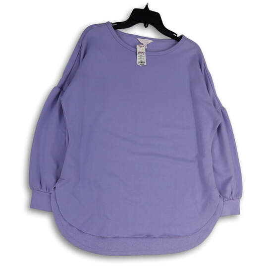 NWT Womens Blue Round Neck Long Sleeve H--Low Hem Pullover Sweatshirt Sz S image number 1