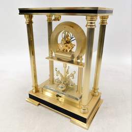 VTG Seiko Quartz Lucite Brass Pillar Skeleton Clock 400 Day Mantel Clock IOB alternative image