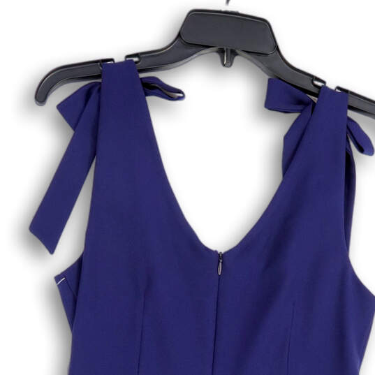 Womens Blue Sleeveless V-Neck Back Zip Short Mini Dress Size Medium image number 4