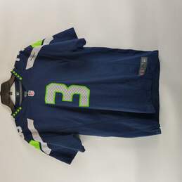 Nike Seahawks #3 Wilson Athletic Jersey Men Dark Blue/Green XL