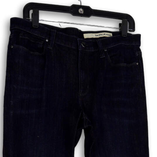 Womens Blue Medium Wash Regular Fit Pockets Denim Straight Jeans Size 12 image number 3