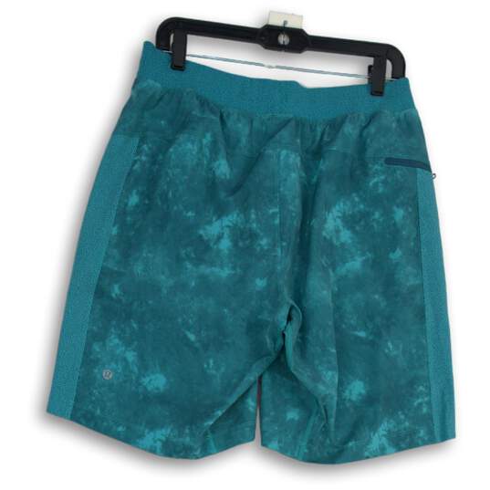 Mens Green Tie Dye Elastic Waist Flat Front Pull-On Sweat Shorts Size Large image number 2
