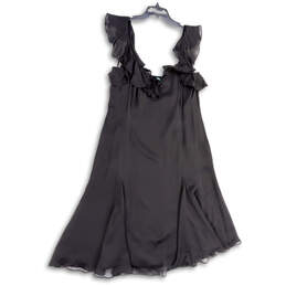 Womens Black Sleeveless Square Neck Ruffle Stretch Mini Dress Size 14 alternative image