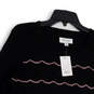 NWT Womens Black Pink Striped Crew Neck Long Sleeve Pullover Sweater Size M image number 3