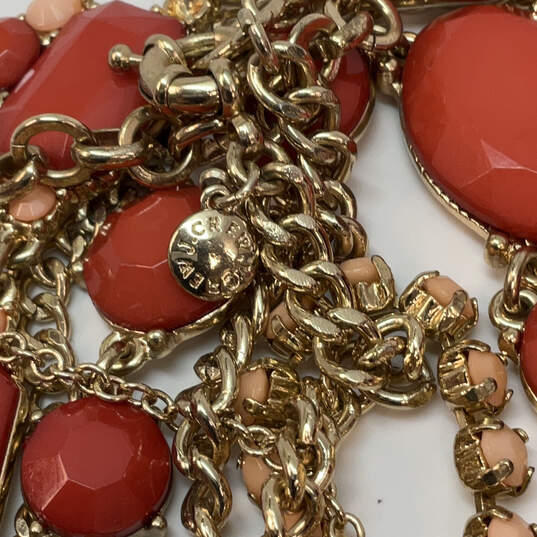 Designer J. Crew Gold-Tone Red Crystal Cut Stone Classic Statement Necklace image number 4