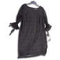 NWT Womens Black Lace Round Neck 3/4 Sleeve Back Zip Shift Dress Size 20W image number 1