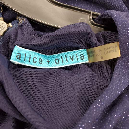 Alice+Olivia Women Blue Glitter Midi Dress Sz 6 image number 4