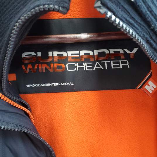 Superdry mens double-zip jacket size M - Navy Blue/Orange image number 2