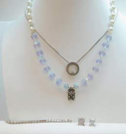 Sterling Silver Diamond Accent CZ Pearl Romantic Contemporary Jewelry 36.0g