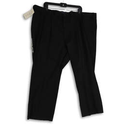 NWT Womens Black Signature Khaki Pleated Classic Fit Chino Pants Size 48X28
