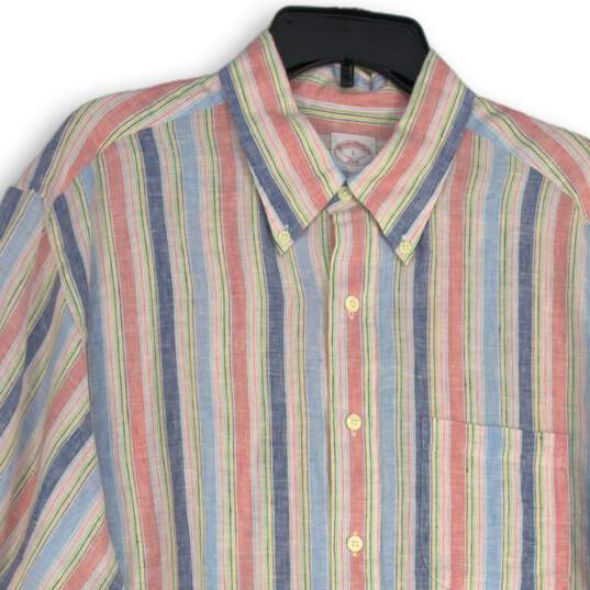 NWT Mens Multicolor Striped Long Sleeve Collared Button-Up Shirt Size L image number 3