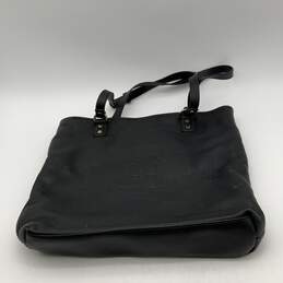 Tommy Hilfiger Womens Black Leather Inner Pockets Magnetic Tote Handbag Purse
