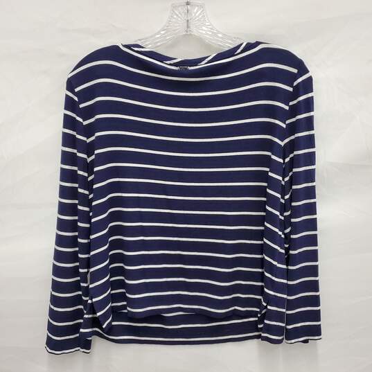 St. John WM's Blue & White Stripe Long Sleeve Blouse Size M image number 2